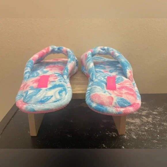 Lilly Pulitzer Bondi Blue My Little Peony Slippers Pool Shoes Preppy Size 7/8 - Picture 4 of 8